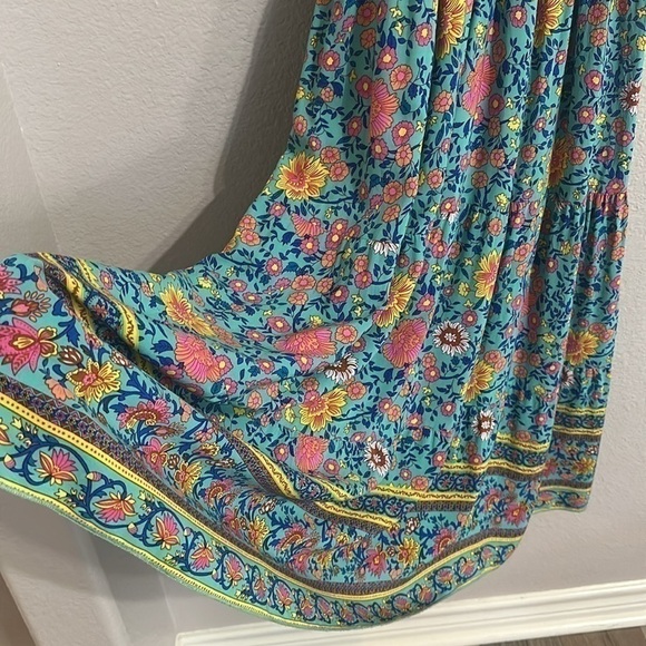 OSTOO Blue Floral Frilly Puff Sleeve Maxi Dress Size XXL - Picture 7 of 7